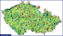 Туристическая карта Чехии с достопримечательностями и курортами