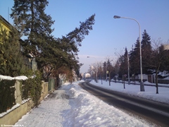Зимой в Праге много снега